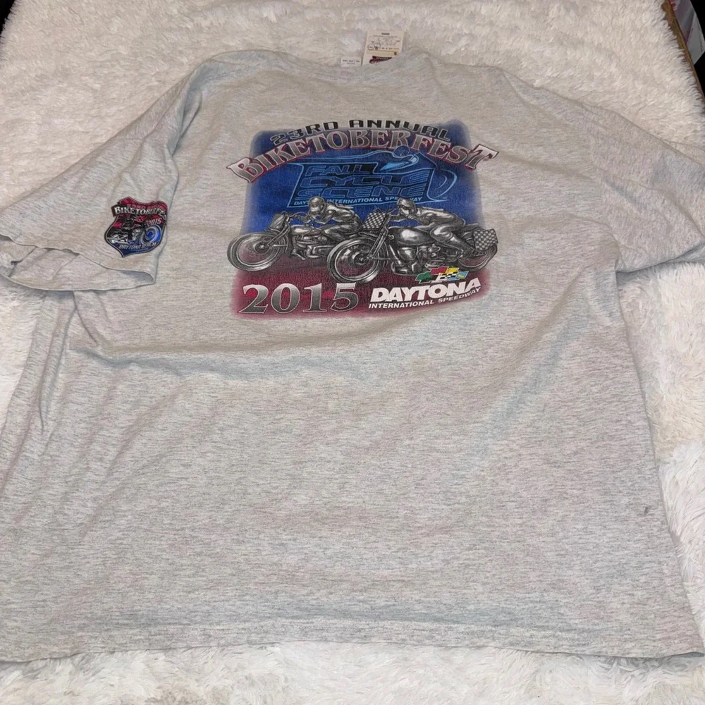 Gildan T-Shirt Mens 2XL Gray Excellent 2015 Biketoberfest Daytona Graphic Tee